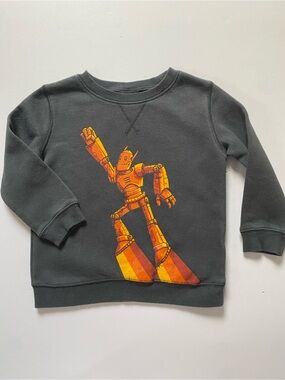 Robot Sweatshirt Size 3T Gray Orange Crewneck Iron Giant Type Boys Girls EUC
